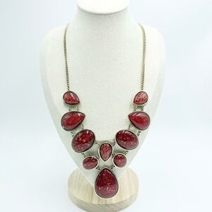 Wine Bib Acrylic Beaded Gold Toned Statement Necklace Chain